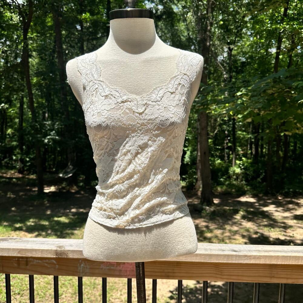 Y2K Victoria’s Secret Sexy Ivory Sheer Lace Cami Size XSmall